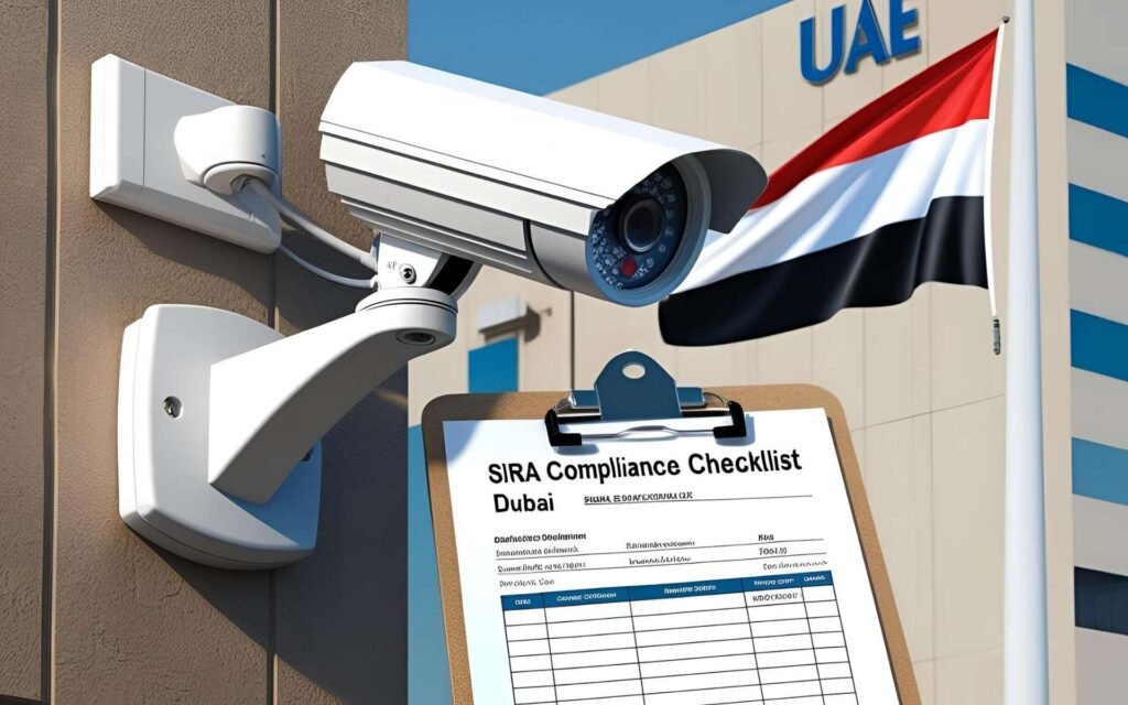 SIRA CCTV requirements for Dubai commercial buildings with camera setup and compliance documents.